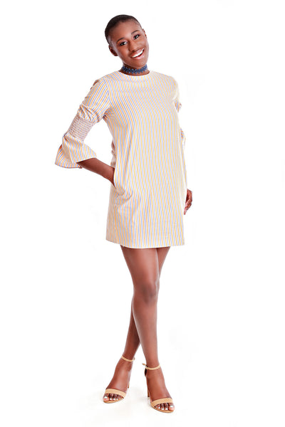English Factory Striped Bell Sleeve Dress