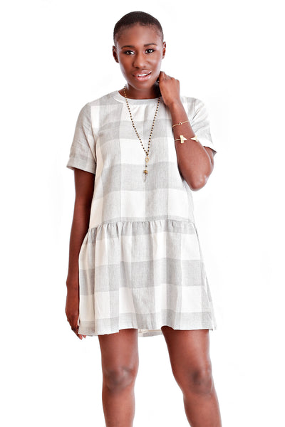 English Factory Plaid Drop Hem Dress